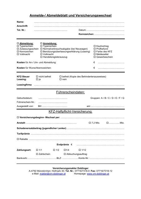 Vorlage Vollmacht Kfz Anmeldung Osterreich