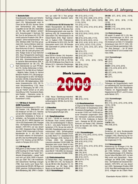 2009 Jahresinhaltsverzeichnis - Eisenbahn-Kurier