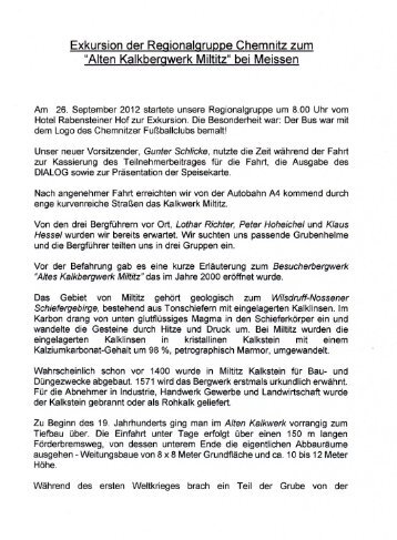 "Alten Kalkbergwerk Miltitz" bei Meissen - Bergbautraditionsverein ...