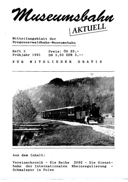 Mitteilungsblatt der Bregenzerwaldbahn-Museumsbahn Heft 3 ...