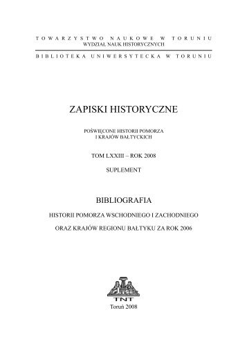 ZAPISKI HISTORYCZNE - Uniwersytet Mikołaja Kopernika