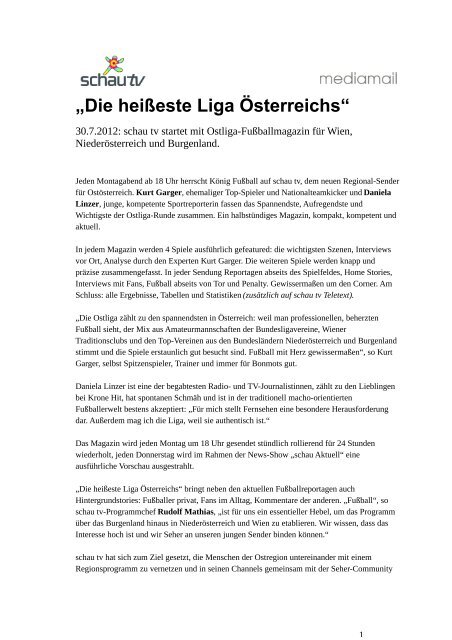 „Die heißeste Liga Österreichs“ - Schau Media