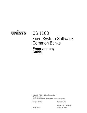 Exec System Software Common Banks Programming Guide