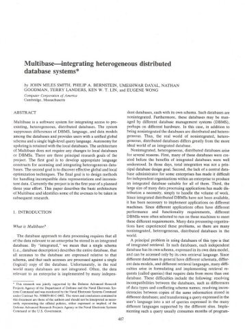 Multibase-integrating heterogeneous distributed database systems