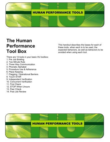 The Human Performance Tool Box