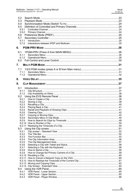 Multicam 11.01 Operation Manual - EVS