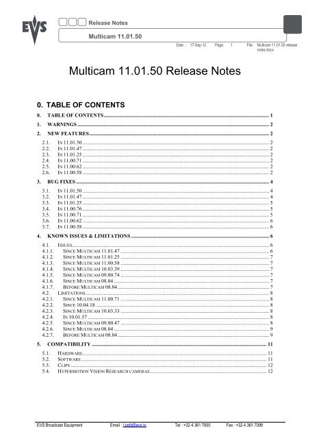 Multicam 11.01.50 Release Notes - EVS