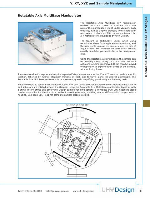 Y, XY, XYZ and Sample Manipulators Rotatable Axis MultiBase ...