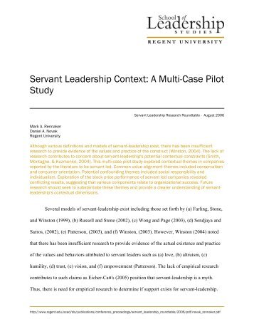 Servant Leadership Context: A Multi-Case Pilot ... - Regent University