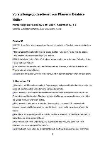 Vorstellungsgottesdienst von Pfarrerin Béatrice Müller