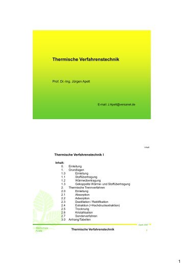 Thermische Verfahrenstechnik - Lebensmitteltechnologie BHT Berlin