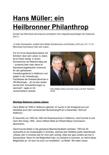 Hans Müller: ein Heilbronner Philanthrop - Diaphania