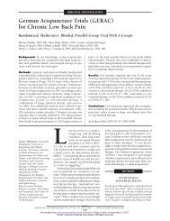 German Acupuncture Trials (GERAC) for Chronic Low Back Pain