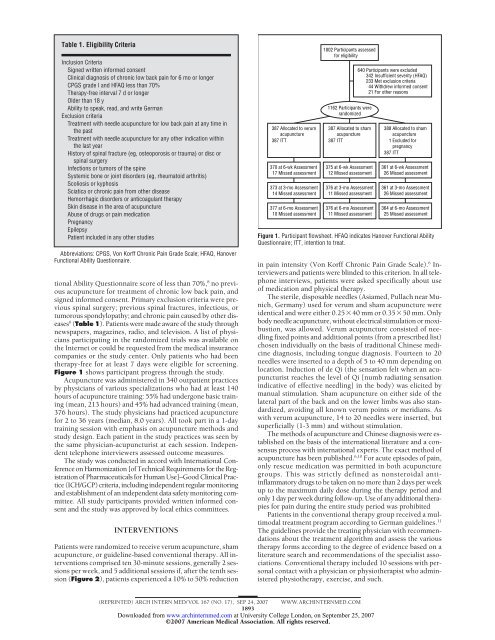 German Acupuncture Trials (GERAC) for Chronic Low Back Pain