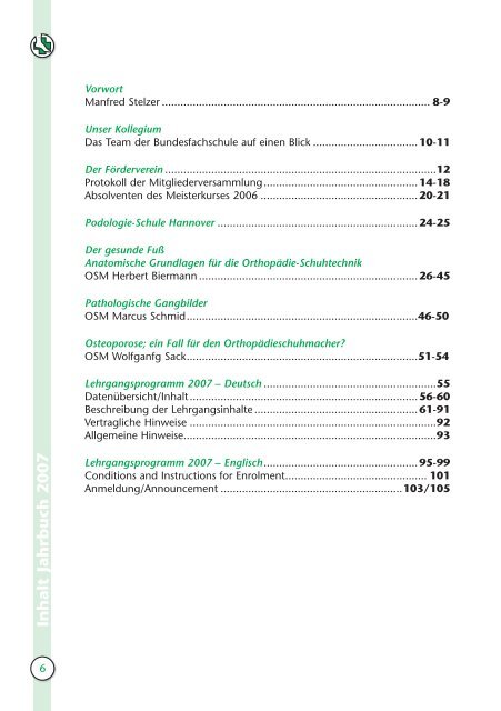 BfO Jahrbuch 2007 - Bundesfachschule für Orthopädie-Schuhtechnik