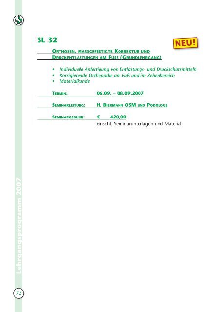 BfO Jahrbuch 2007 - Bundesfachschule für Orthopädie-Schuhtechnik