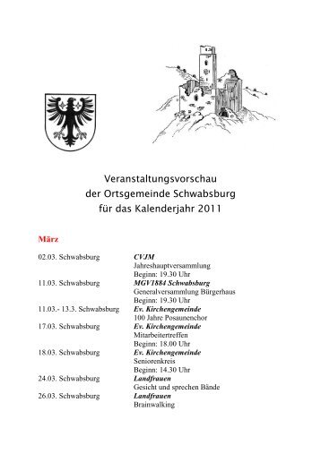 Veranstaltungsvorschau der Ortsgemeinde Schwabsburg ... - Nierstein