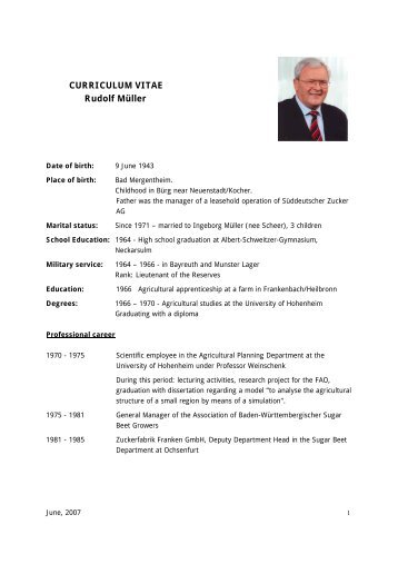 CURRICULUM VITAE Rudolf Müller - Agrana