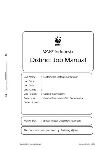 Distinct Job Manual - WWF Indonesia