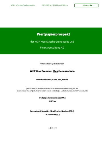 WGF Westfälische Grundbesitz und ... - Börse Stuttgart