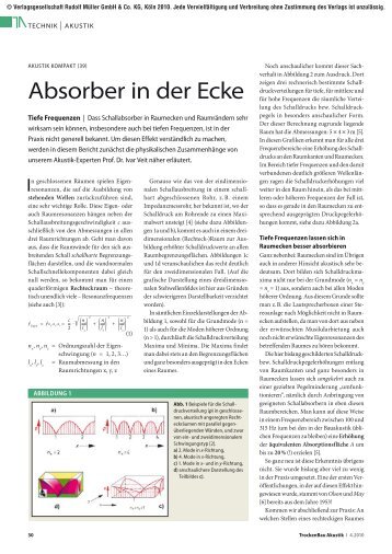 Absorber in der Ecke - TrockenBau Akustik