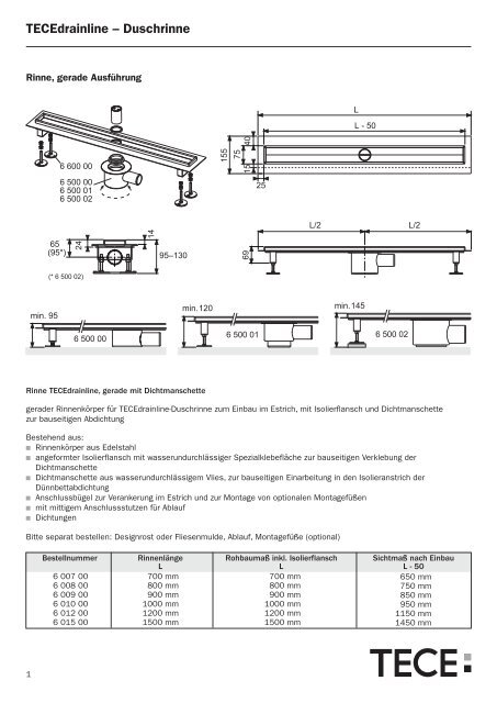 TECEdrainline â Duschrinne - Interbauen