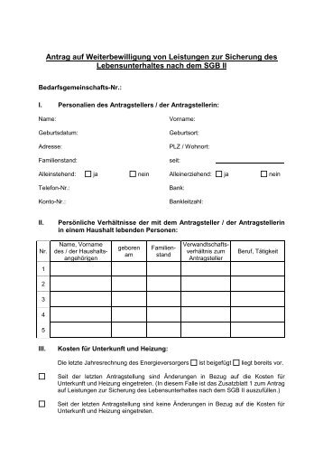 Antrag ALG II Weiterbewilligung