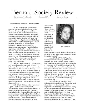 Bernard Society Review - Davidson College