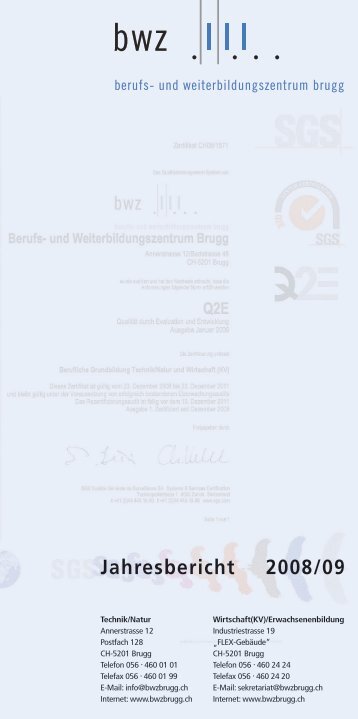 Jahresbericht BWZ 08/09 - BWZ Brugg