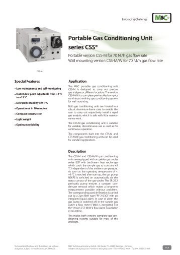 Portable Gas Conditioning Unit series CSS® - M - M&C