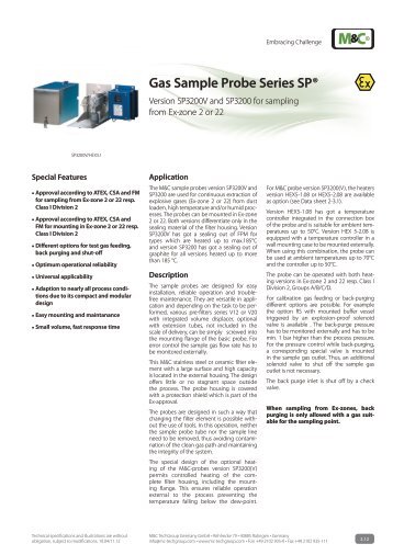 Gas Sample Probe Series SP® - M&C