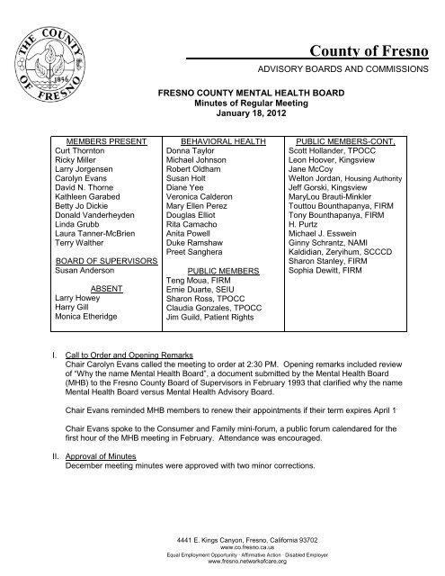 MHB Meeting Minutes - JAN - Fresno County