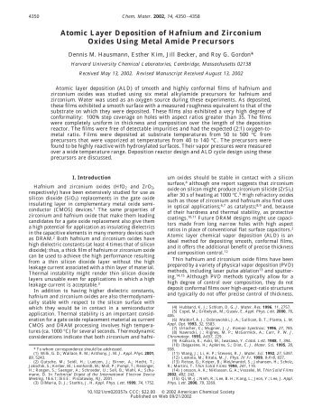 Atomic Layer Deposition of Hafnium and Zirconium Oxides - Harvard ...