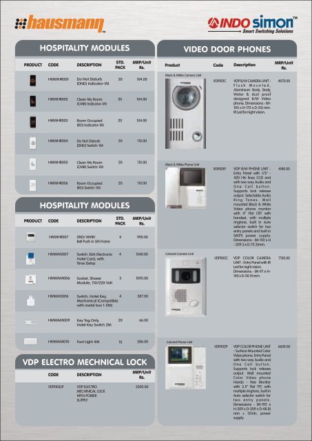 REVISED HAUSMANN PRICE LIST FINAL 18-01-12 - Eon Electric Ltd.