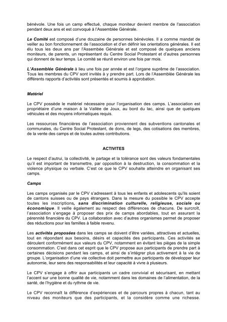 "projet associatif" (pdf) - Centre Protestant de Vacances (CPV)