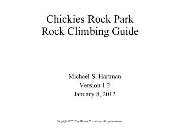 Chickies Rock Climbing Guide - Michael Hartman's Home Page