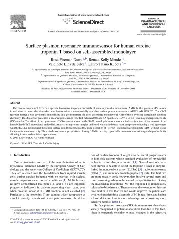 Surface plasmon resonance immunosensor for human cardiac ...