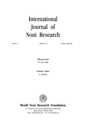 International Journal of Noni Research - Noni Family