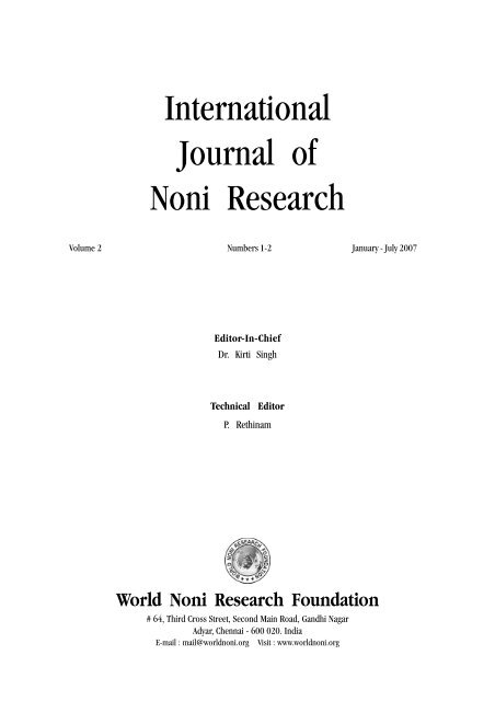 International Journal of Noni Research - Noni Family