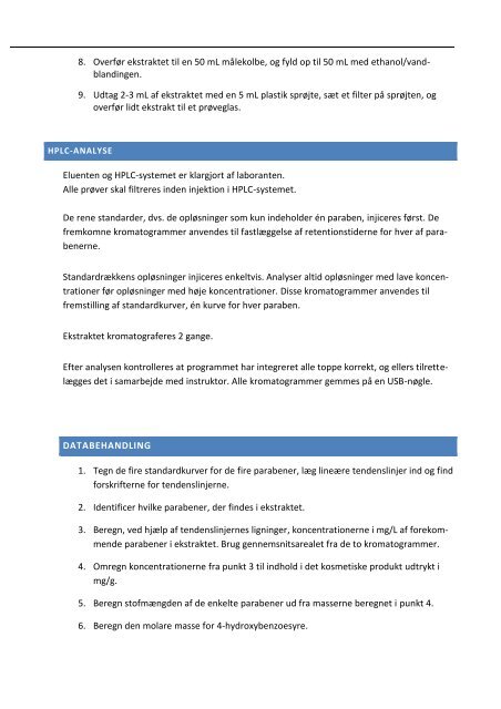 HPLC-vejledning parabener