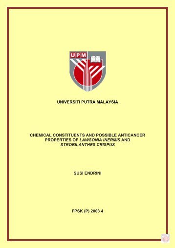 universiti putra malaysia chemical constituents and possible ...