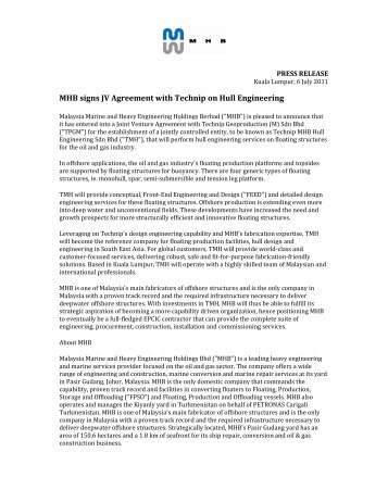 MHB signs JV Agreement with Technip on Hull ... - Mhb.com.my