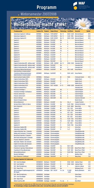 Programm - Hochschule für Wirtschaft und Umwelt Nürtingen ...