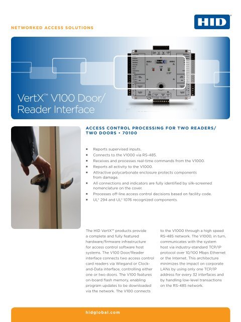 Vertx V100 Controller Datasheet Hid Global