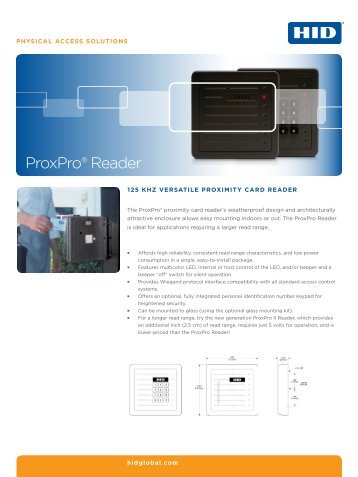 Prox ProxPro Reader Datasheet - HID Global