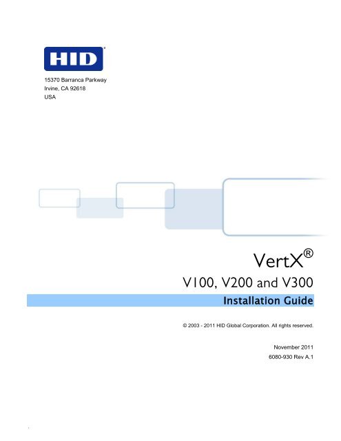 VertX Vx00 Installation Guide - HID Global