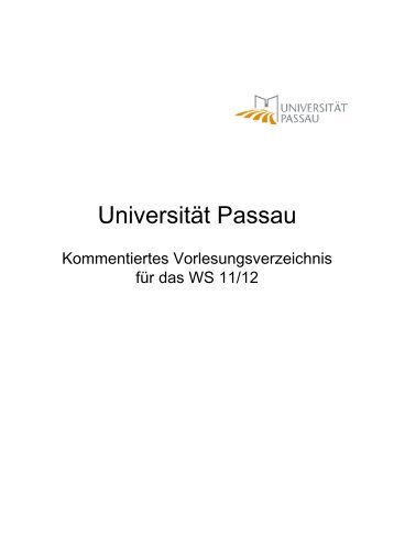 Kommentiertes Vorlesungsverzeichnis - Universität Passau