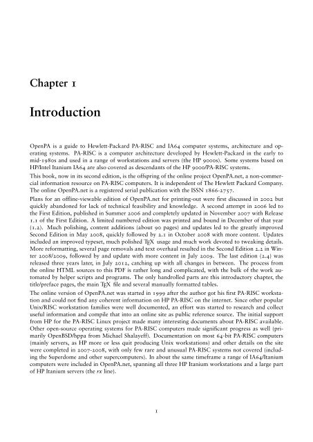 Chapter 4 PA-RISC Computer Systems - OpenPA.net