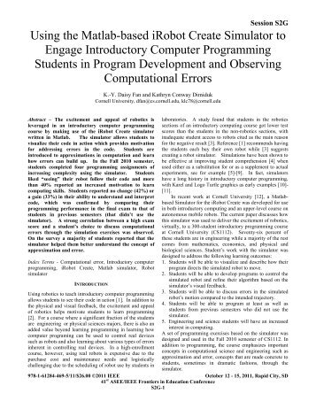 Using the Matlab-based iRobot Create Simulator to - Frontiers in ...