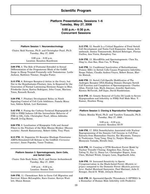 Scientific Program Society For The Study Of Reproduction